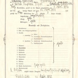 Świadectwo ukończenia pierwszych dwóch klas szkoły – Anna Rogosch﻿ 