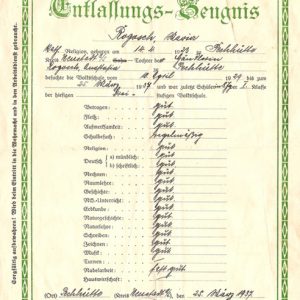Świadectwo ukończenia szkoły – Maria Rogosch﻿ 